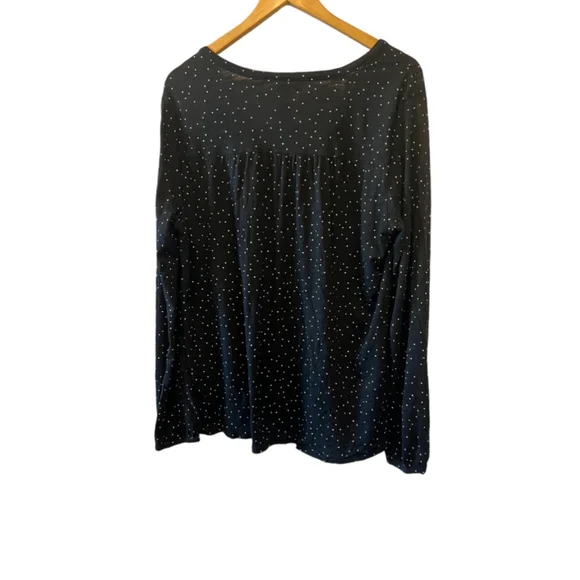 H&M Black & White Polka Dot V Neck Long Sleeve Lightweight Top L - Picture 3 of 8